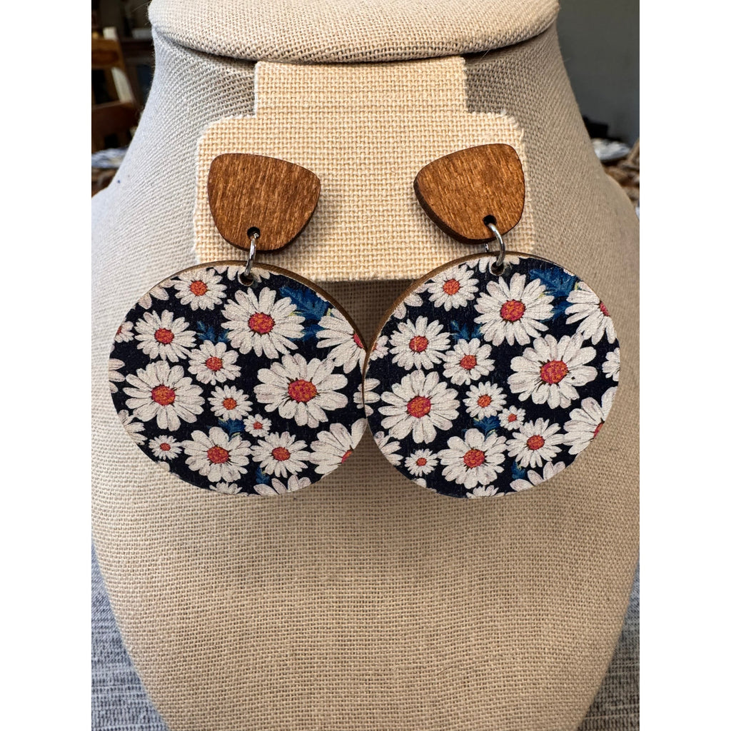 Wood Boho Earrings Daisy Earrings FREE SHIPPING West Hills Studio