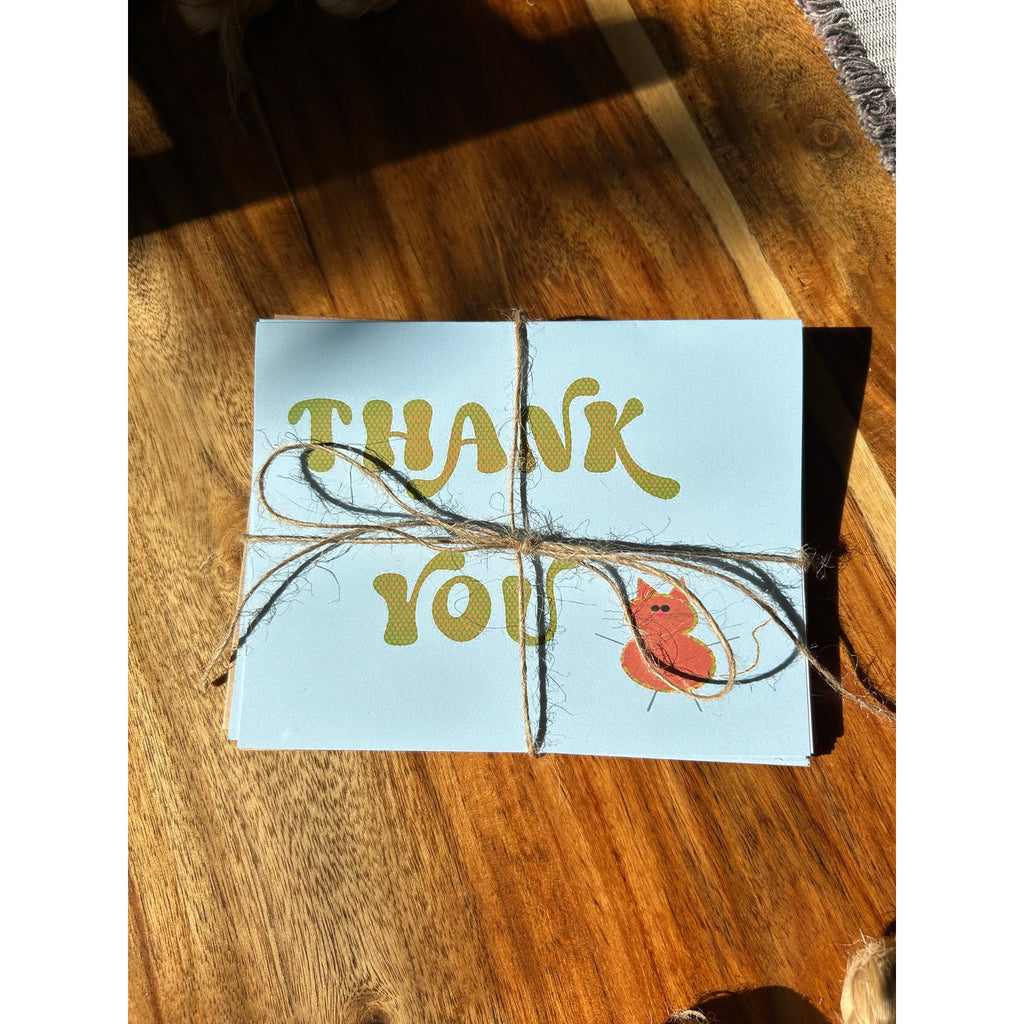 Greeting Cards Thank you Notes Cute Orange Kitty Stationery Handmade Set of 6