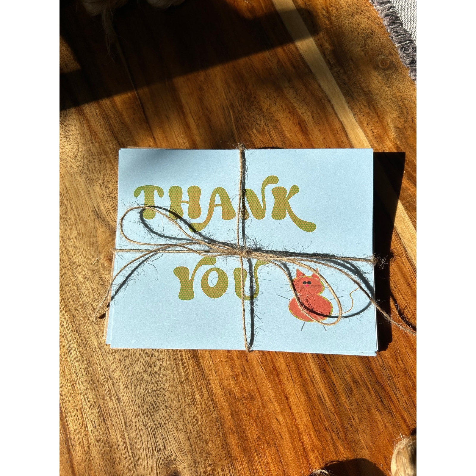 Greeting Cards Thank you Notes Cute Orange Kitty Stationery Handmade Set of 6