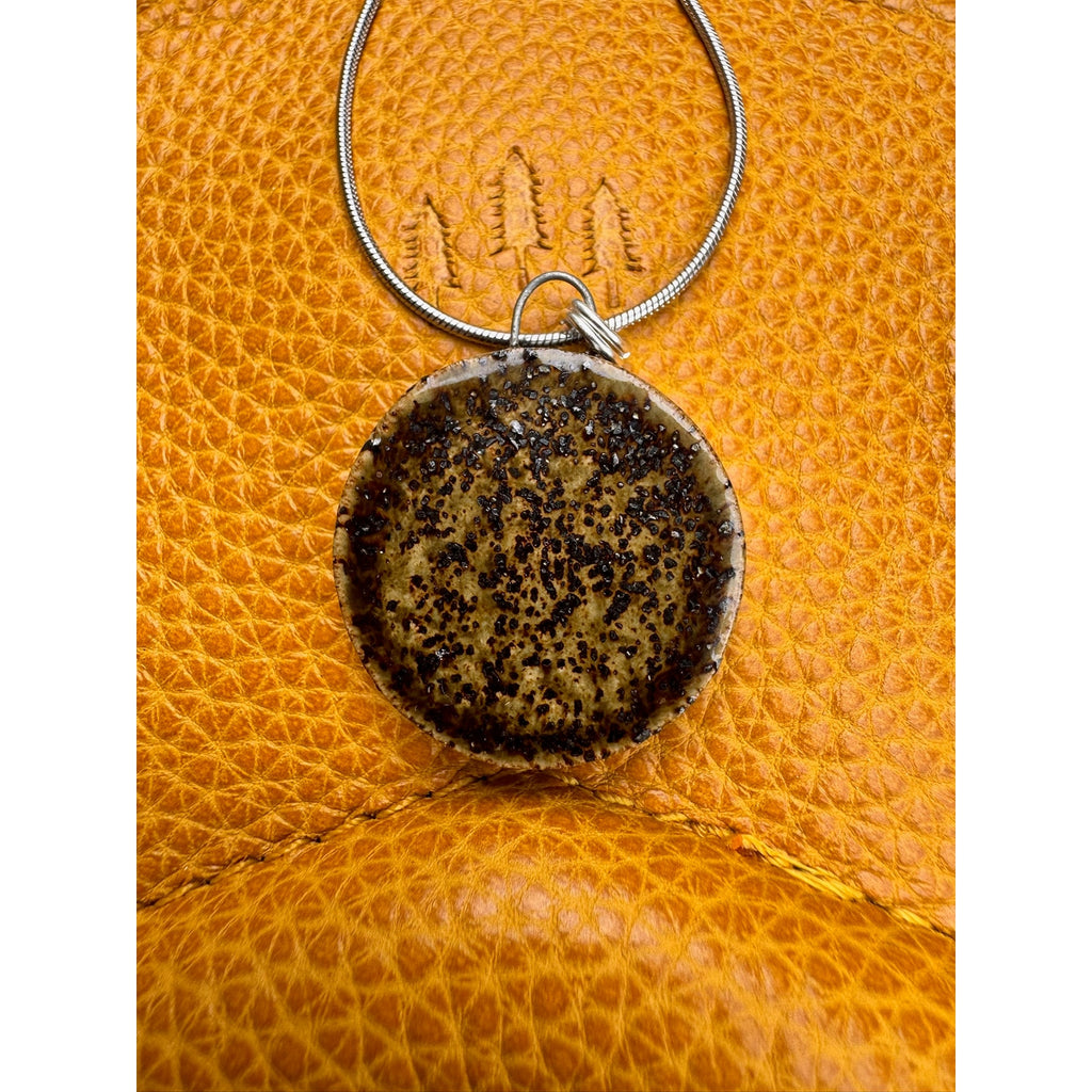 Boho Necklace Round Daisy Pendant Handcrafted Ceramic Necklace Medallion Jewelry