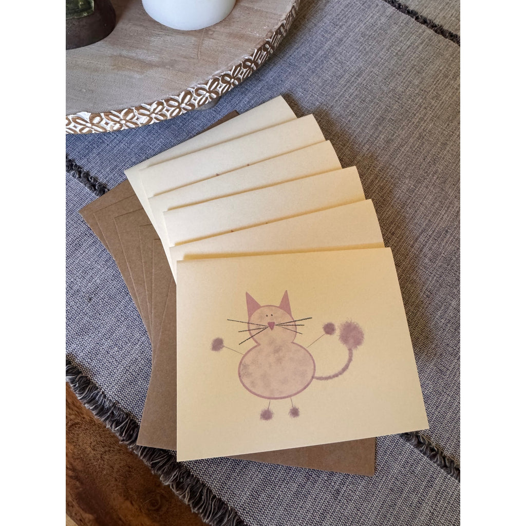 Cream Greeting Cards Blank Cards for Cat Lover Cards Stationery Handcrafted Cat