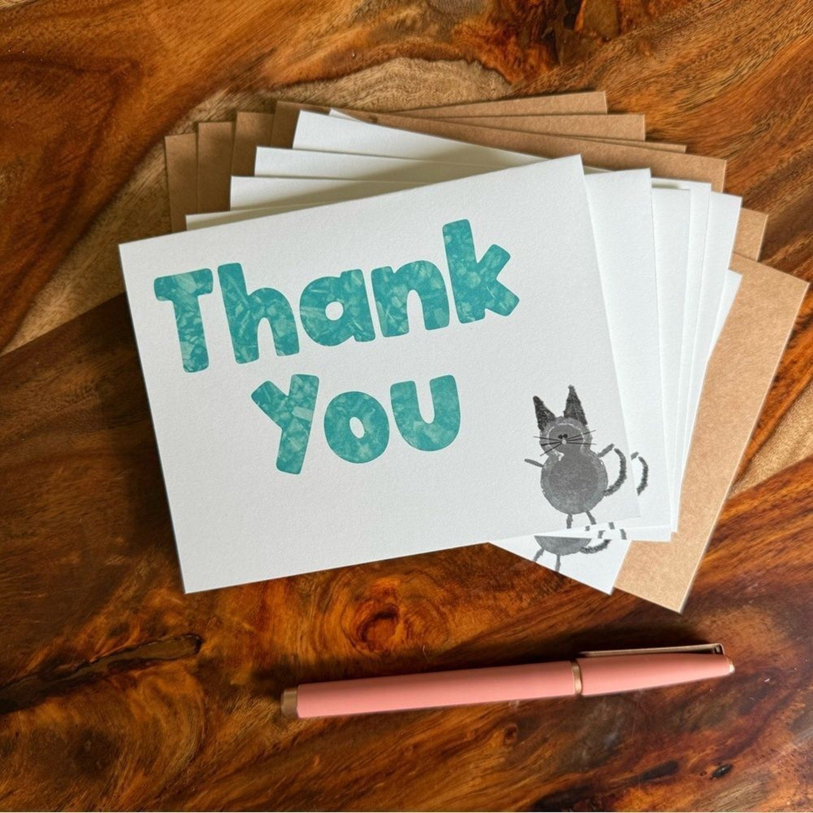 Greeting Cards Thank You Cards for Cat Lovers Gift 6 w/Envelopes Custom NEW