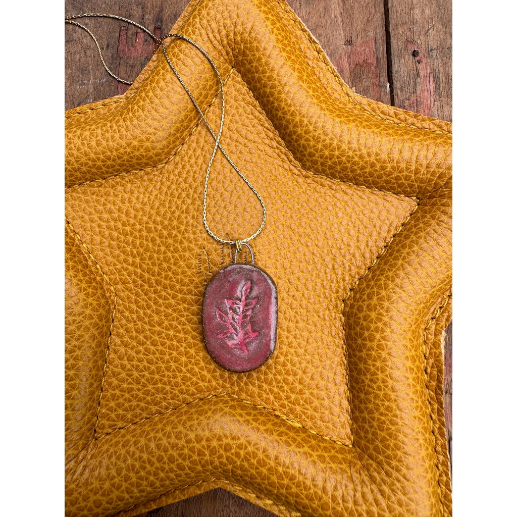 Kiln Fired Ceramic Oval Pendant Necklace Ceramic Made in Oregon