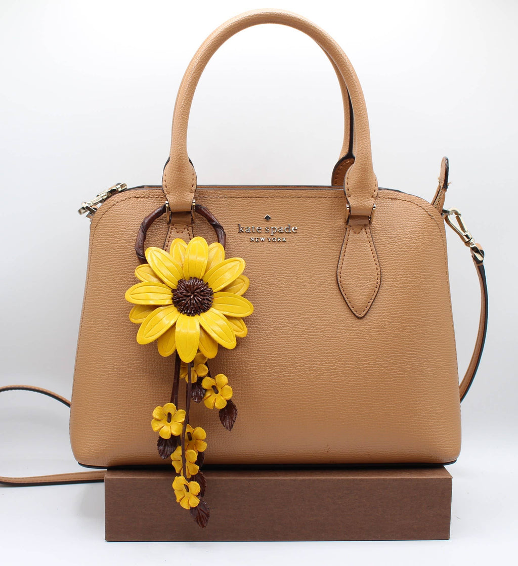 Large Leather Sunflower Keychain Bag Charm Leather Purse Charms