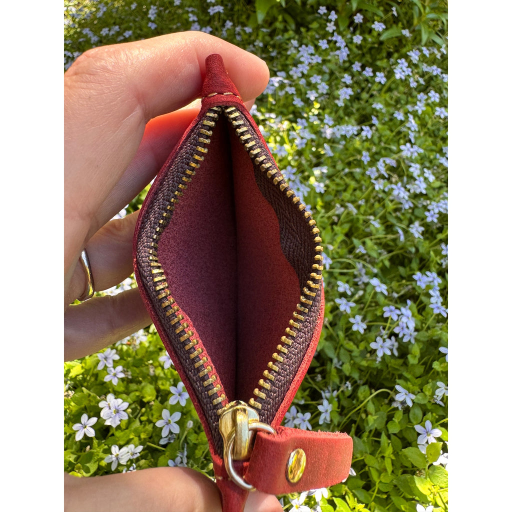 Genuine Leather Wallet DARK RED Leather Credit Card Holder Black Leather Wallet