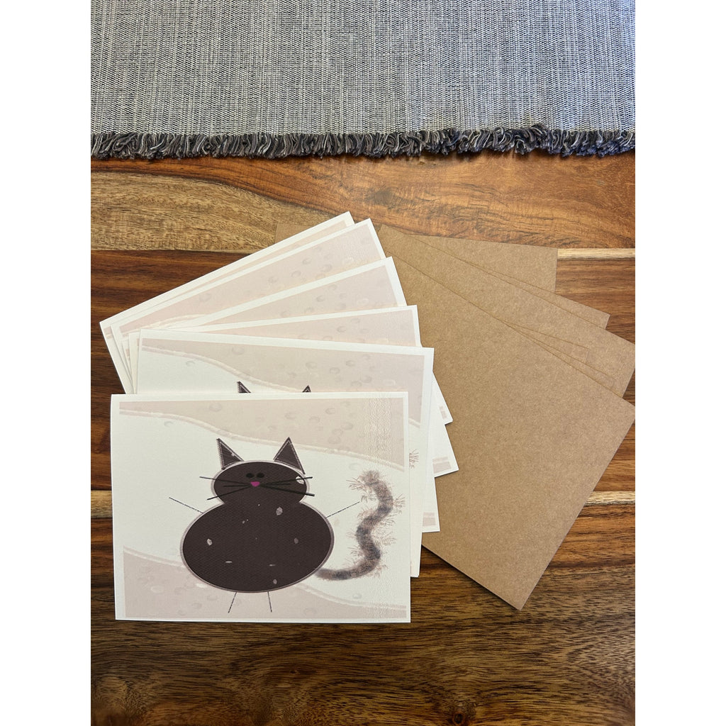 Greeting Cards Cat Lover Brown Kitty Cat Blank Notes Set of 6 w Envelopes