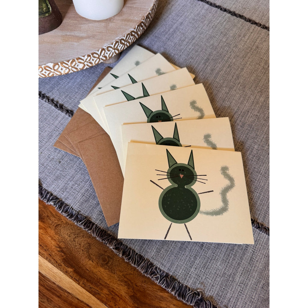 Cream Greeting Cards Blank Notes Thank You Cards Cat Lover 6 w/Envelopes