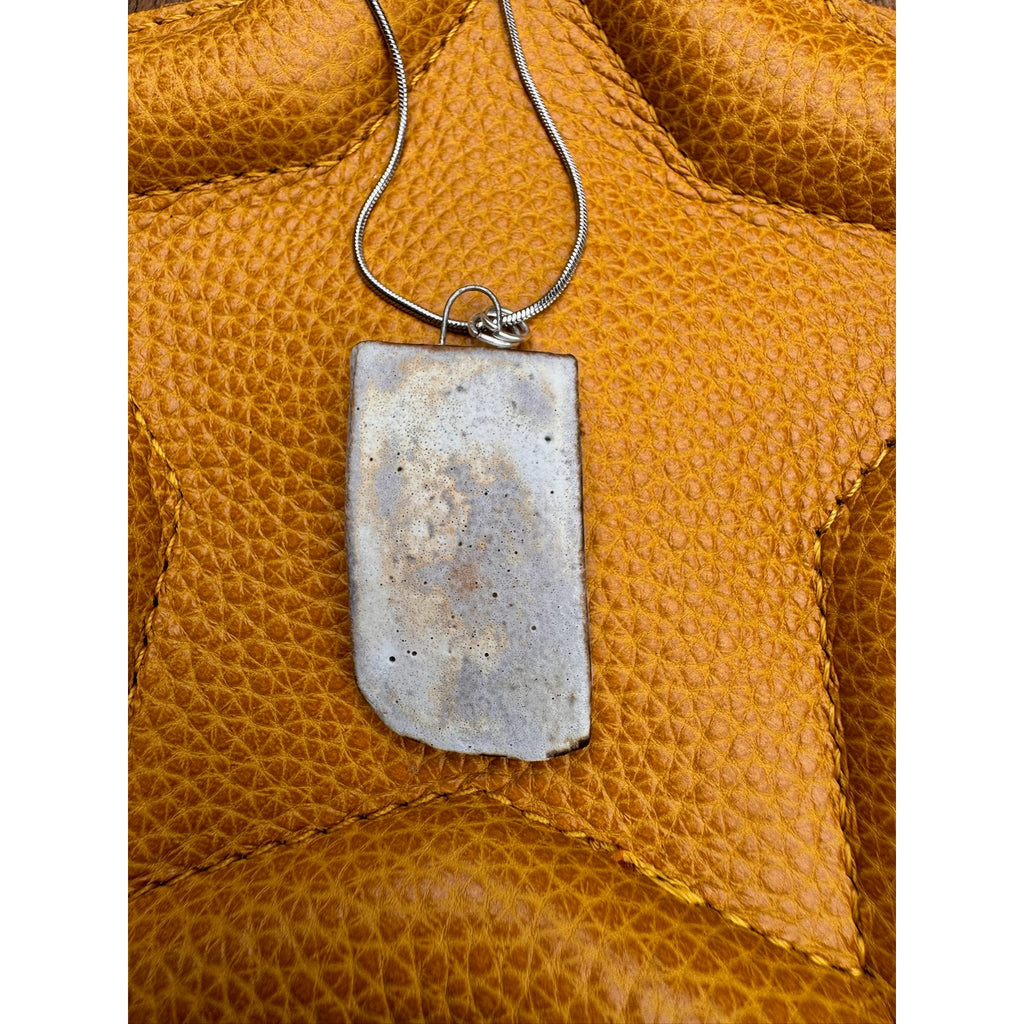 Ceramic Kiln Fired Rectangle Pendant Necklace Handcrafted Boho Pendant Necklace