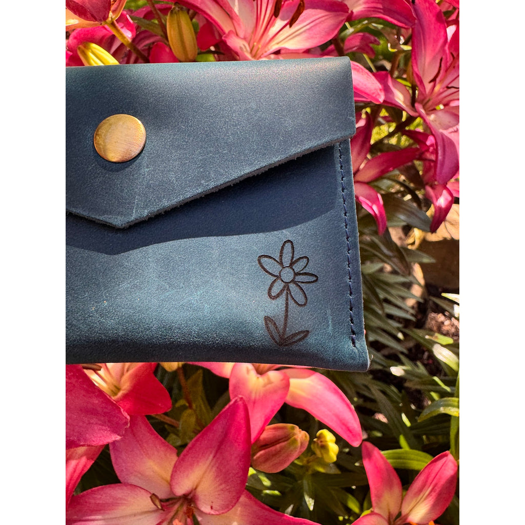 Genuine Leather Wallet OCEAN BLUE Credit Card Holder Snap Wallet NEW FAST SHIP