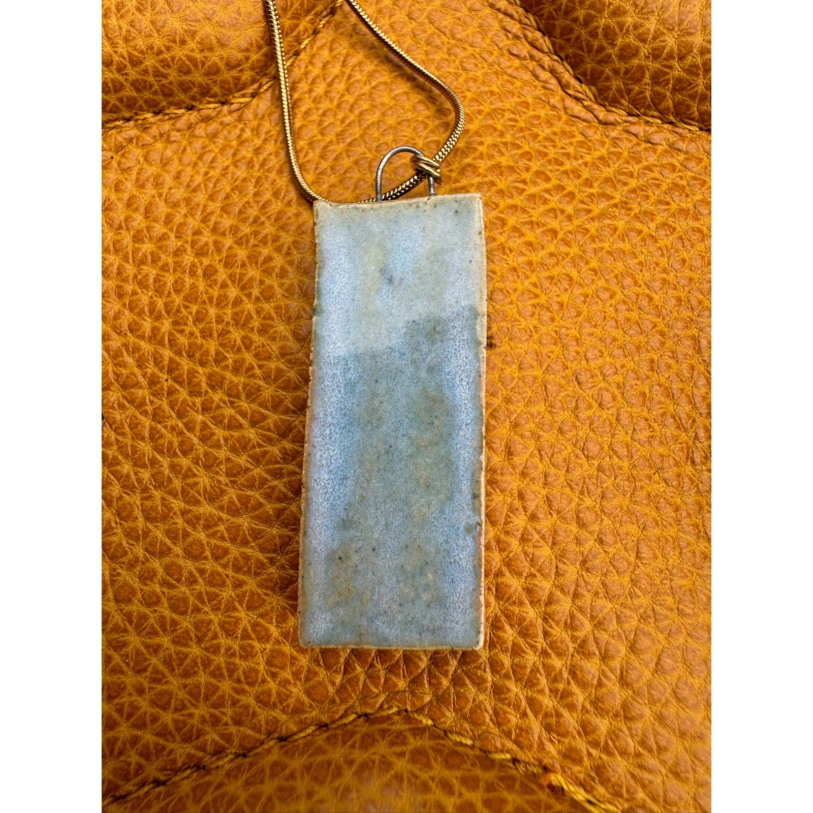 Rectangle Sunrise Necklace Handcrafted Rectangle Pendant Jewelry Ceramics