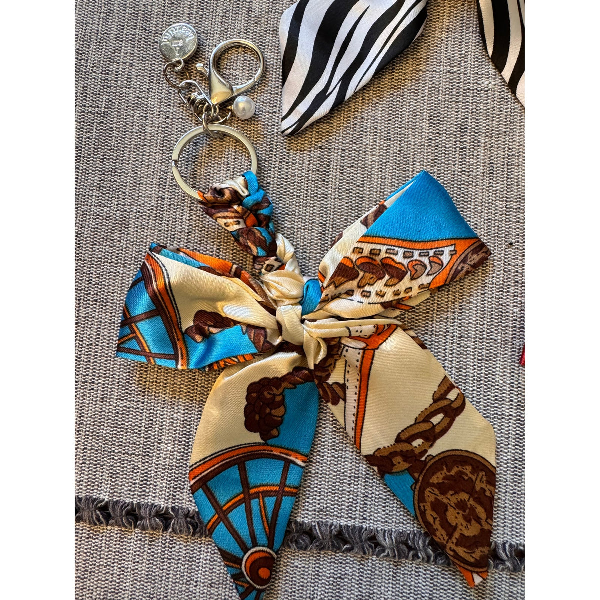 3 Bow Bag Charms Floral Purse Charm Colorful Bows Keychain Purse Accessory