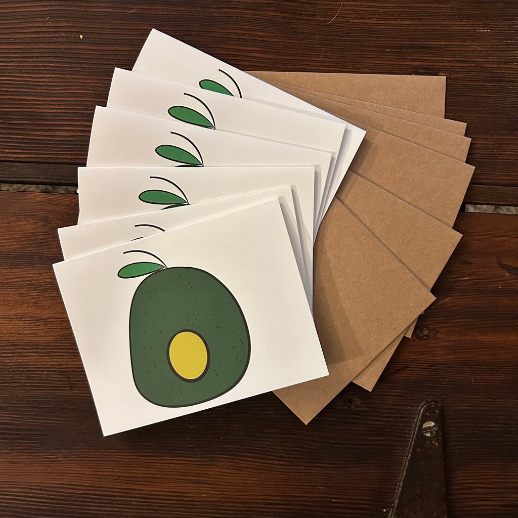 Greeting Cards Custom Art Cards Set of 6 Custom Designed Avocado Gift image 0