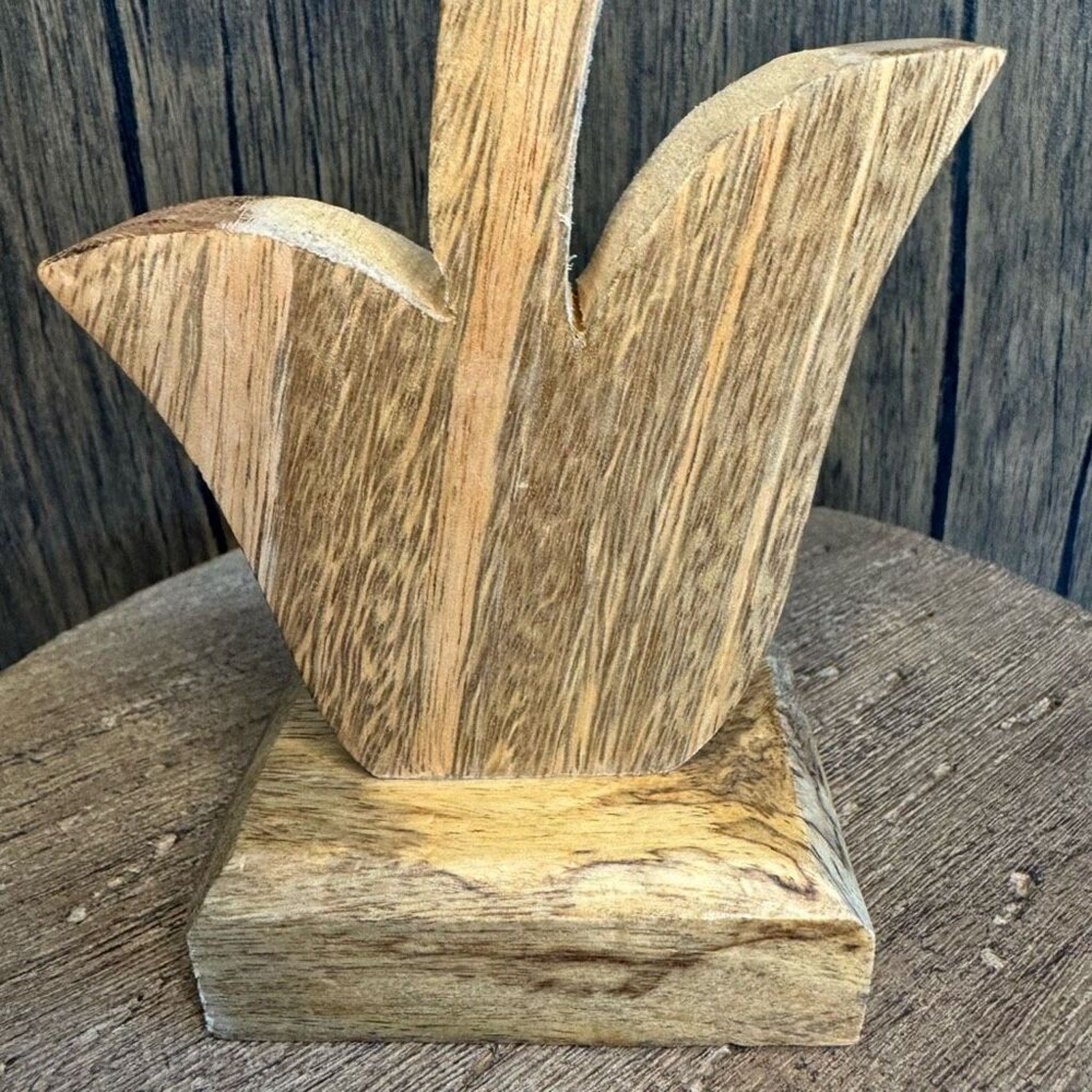 Home Decor Mango Wood Daisy Flower Sitter NEW FAST SHIP