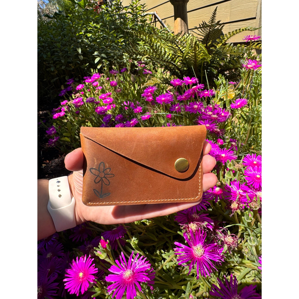 Genuine Leather Wallet  LIGHT BROWN Side Snap Credit Card Holder Wallet NEW