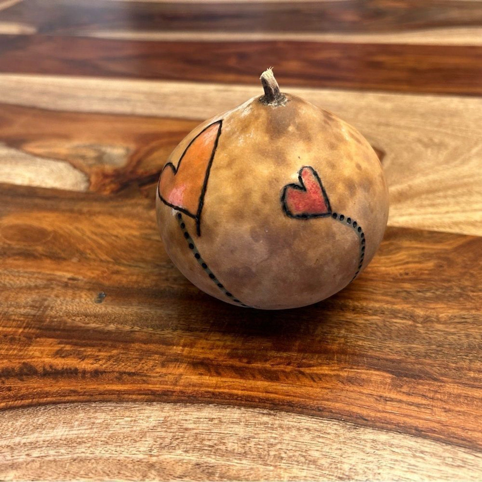 Gourd Home Decoration Custom Woodburning and Painted Gourd Boho… Pink Brown