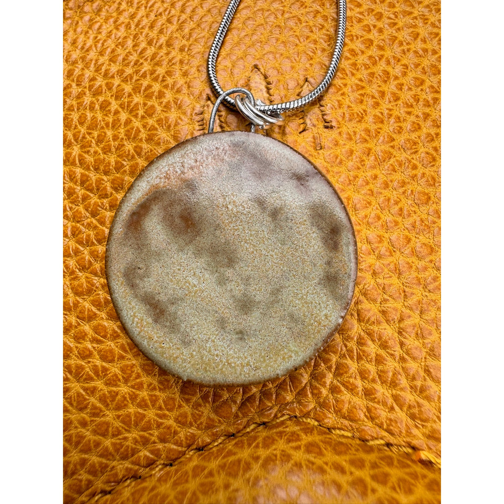 Boho Necklace Round Daisy Pendant Handcrafted Ceramic Necklace Medallion Jewelry
