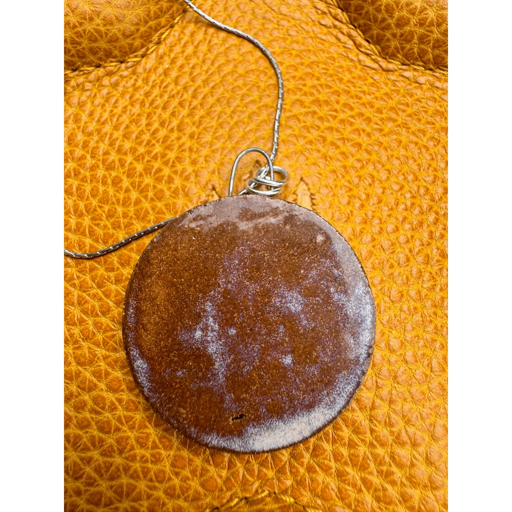 Boho Round Pendant Necklace Pink Red Accessories Handmade Pottery Studio Art