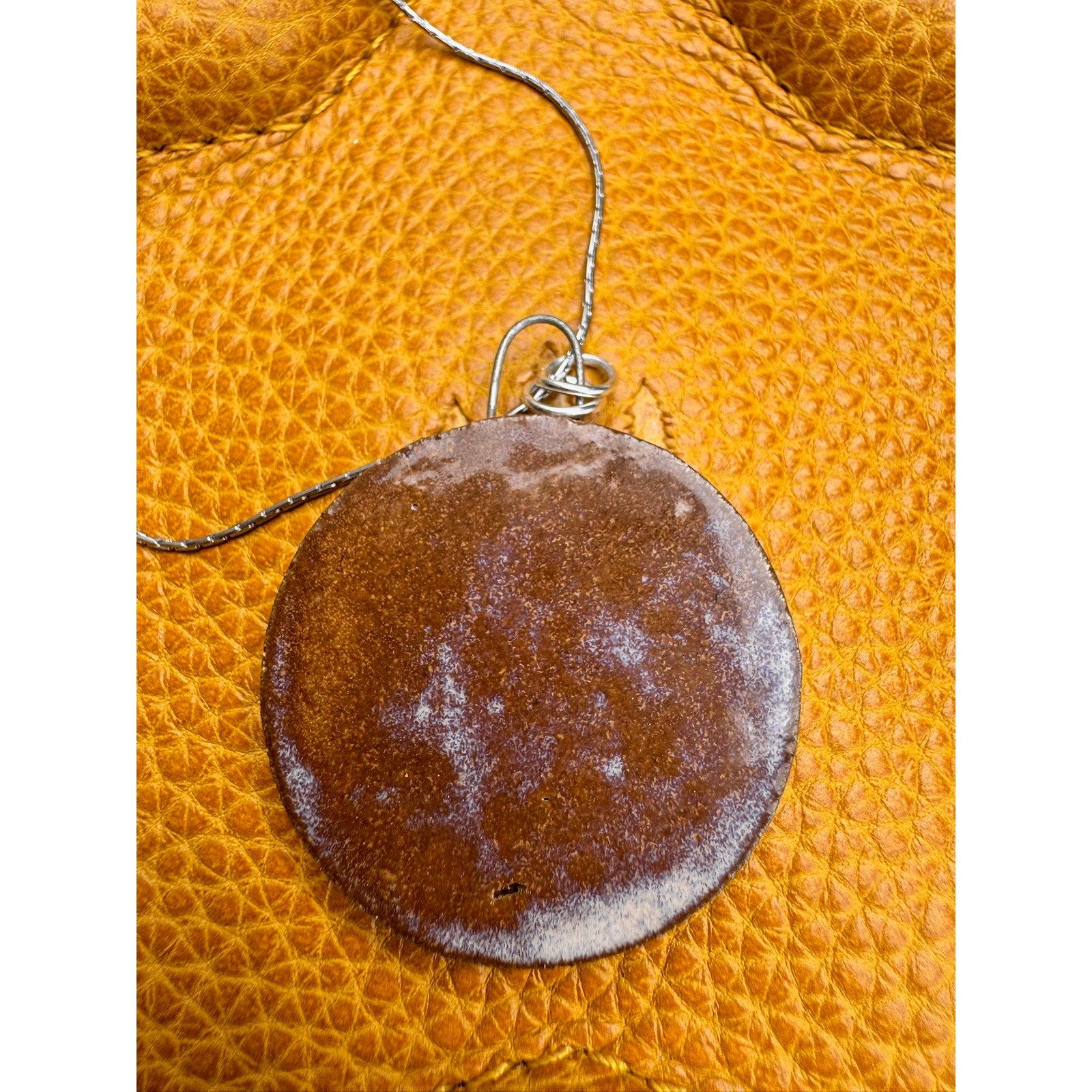 Boho Round Pendant Necklace Pink Red Accessories Handmade Pottery Studio Art