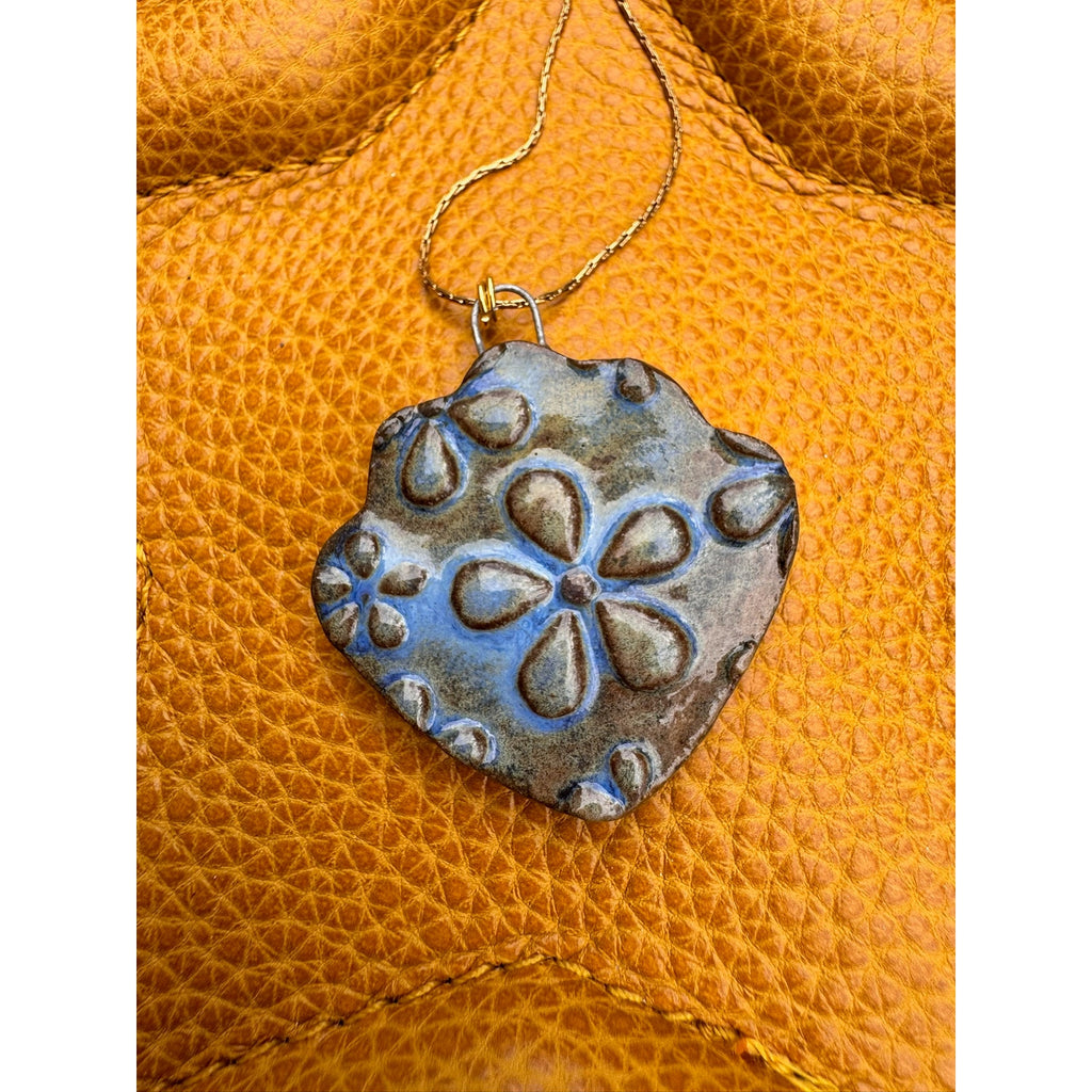 Daisy Ceramic Pendant Necklace Ceramic Kiln Fired Handcrafted Jewelry