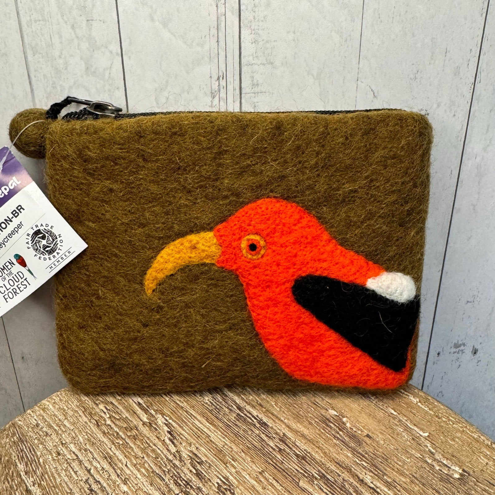 Felted Wool Green Wallet Pouch Scarlett Honeycreeper Makeup Bag New FAST SHIP