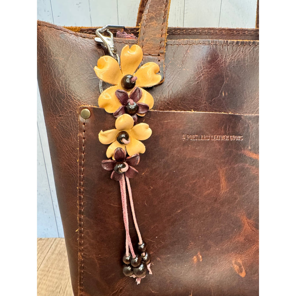 Plumeria Flower Bag Charm Genuine Leather Flower Bag Charm Beige Flower Charm