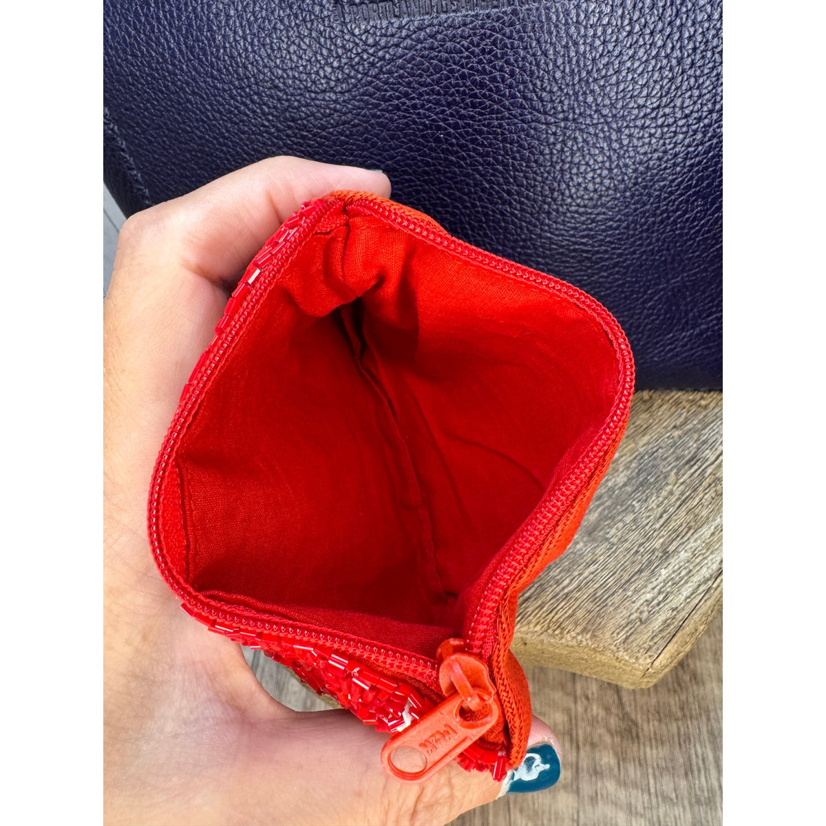 Christmas Cactus Beaded Coin Purse Holiday Pouch Womens Gift for Her NEW!