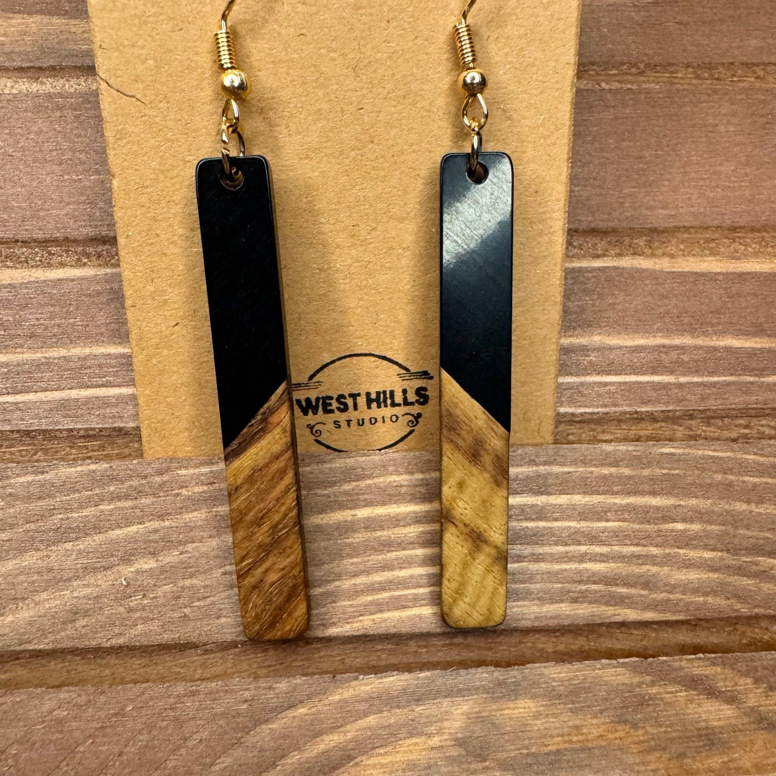 Purple Earrings Resin Wood Earrings Dangle Boho Earrings Fast Ship NEW