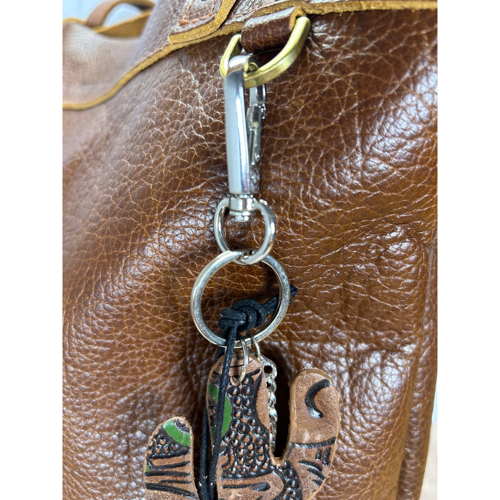 Cute Cactus Purse Charm Western Cactus Genuine Leather Bag Charm