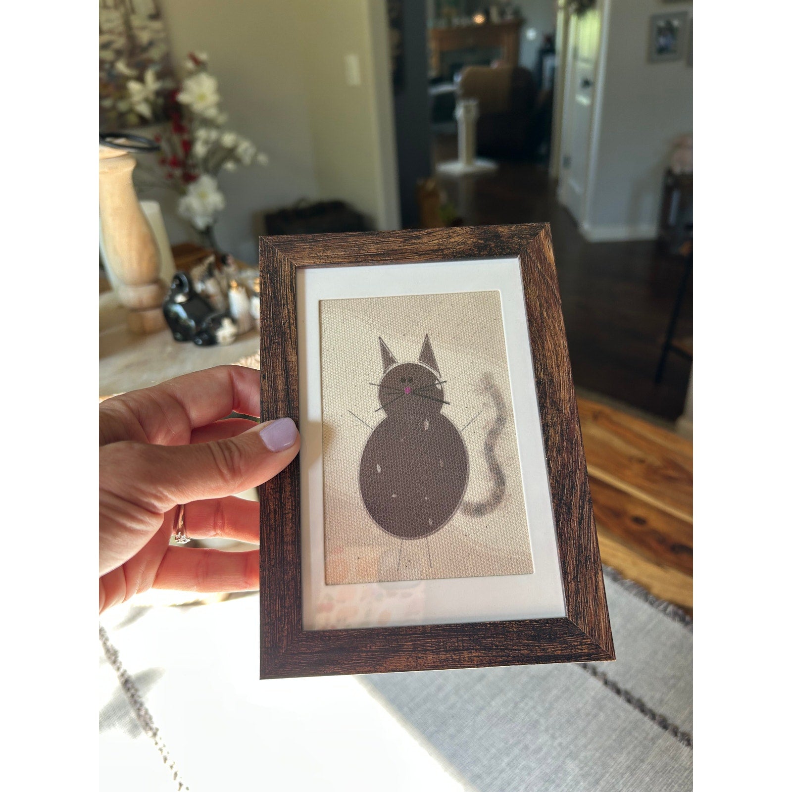 Mini Kitty Cat Picture Frame 6 x 4 Original Art Desk Brownie Cat Lover Gift
