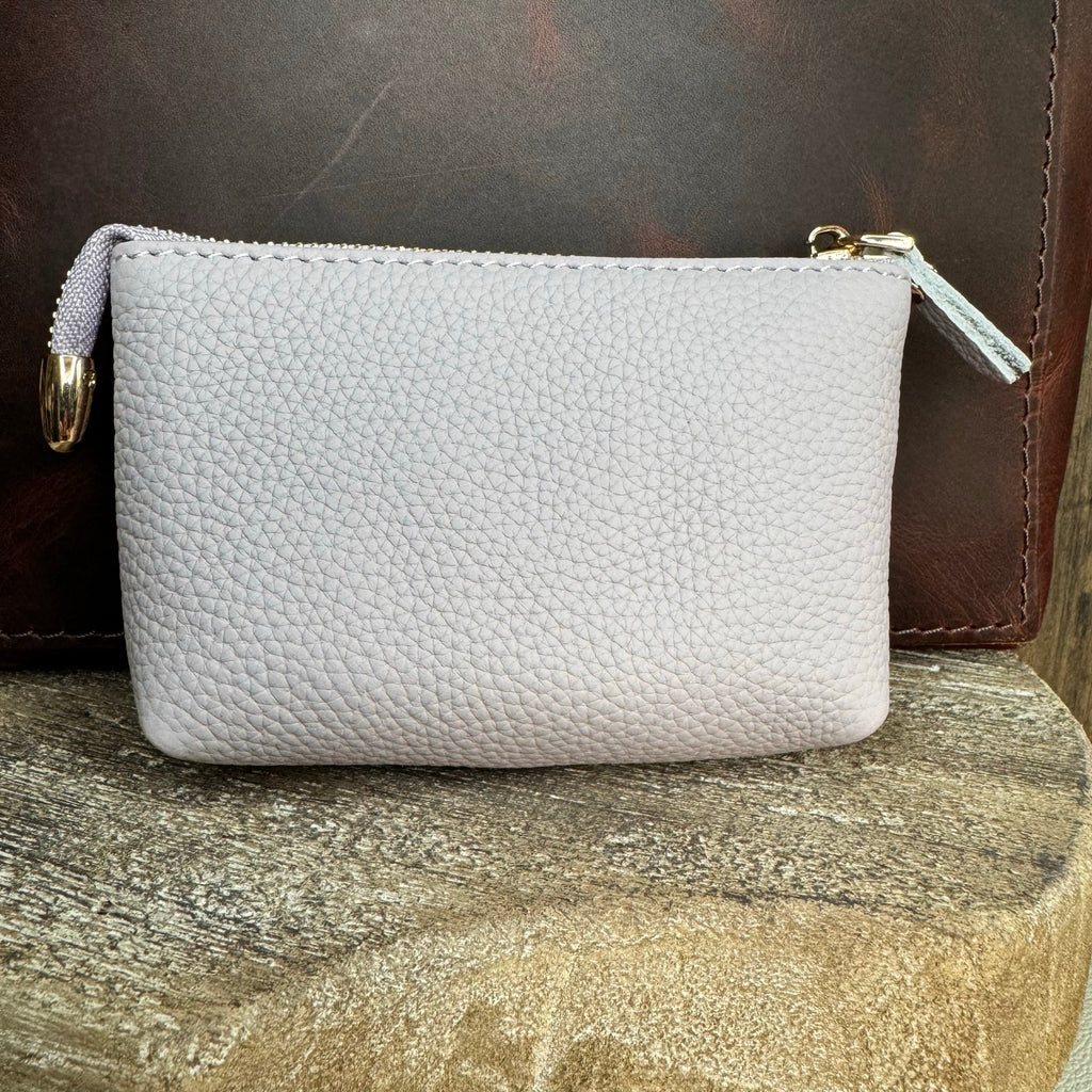 Flower Coin Purse Lavender Purple Wallet Genuine Leather Wallet NEW FAST SHIP