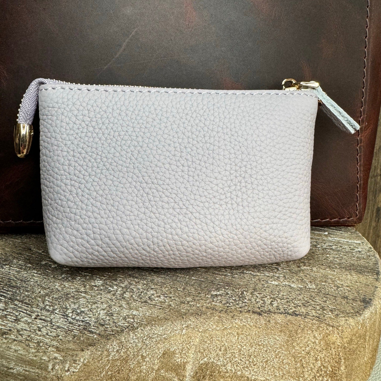 Flower Coin Purse Lavender Purple Wallet Genuine Leather Wallet NEW FAST SHIP