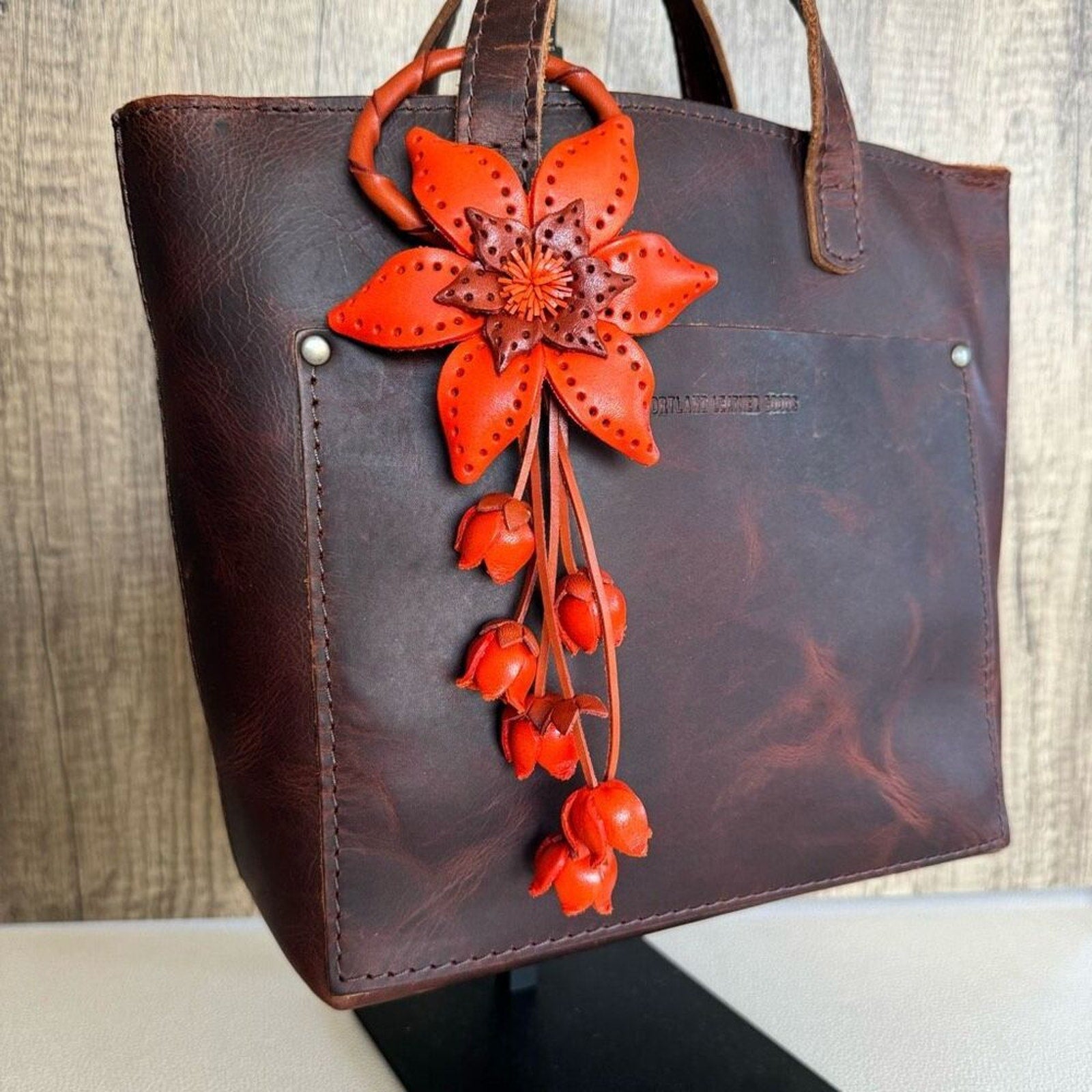 Flower Leather Bag Charm Leather Purse Flower Crossbody NEW