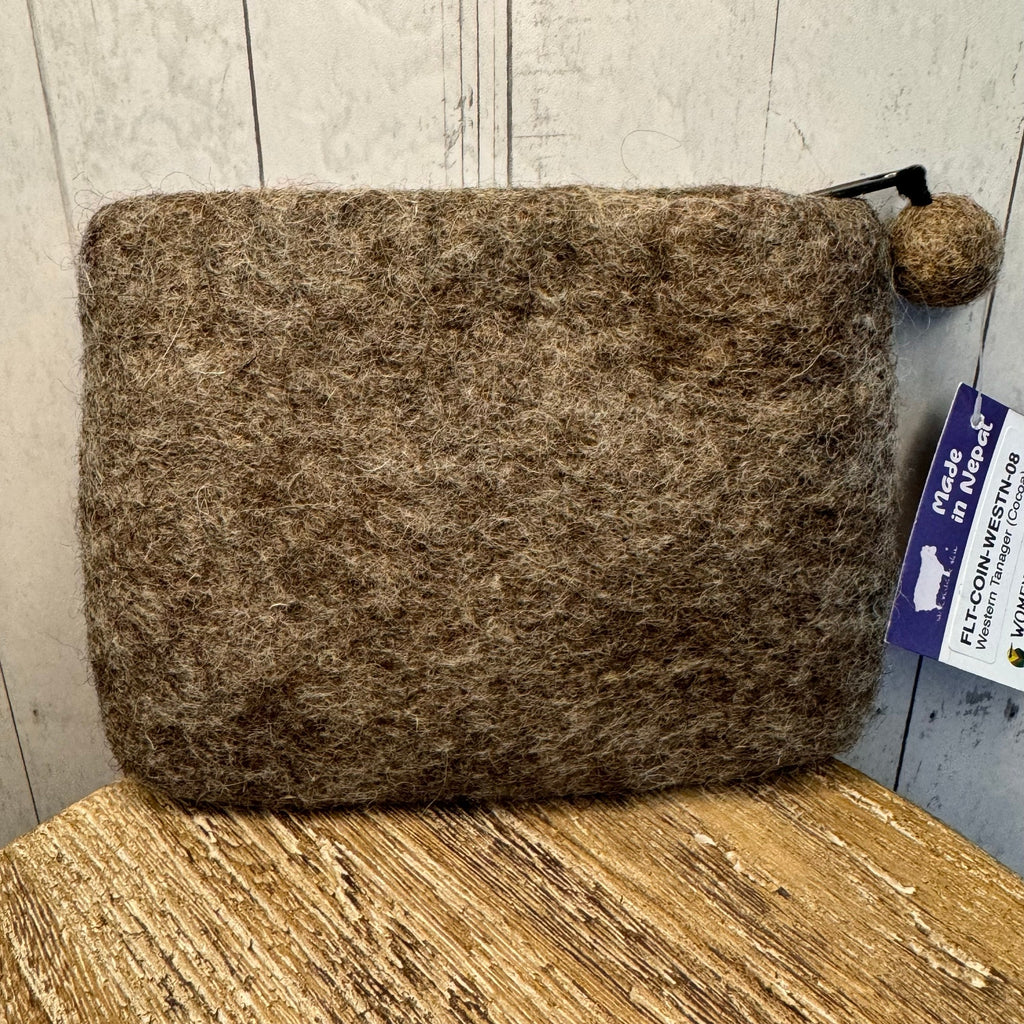 Felted Wool Brown Wallet Pouch Western Tanager Makeup Bag New FAST SHIP