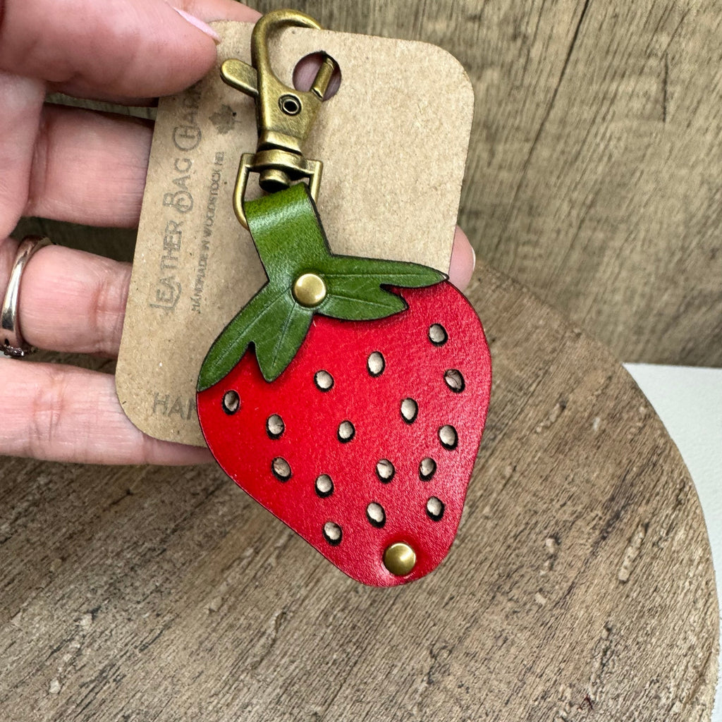 Leather Purse Charm  Strawberry Bag Charm Genuine Leather Crossbody Charm NEW