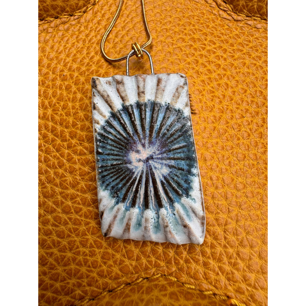 Kiln Fired Ceramic Necklace Ceramic Rectangle Pendant Handcrafted Jewelry